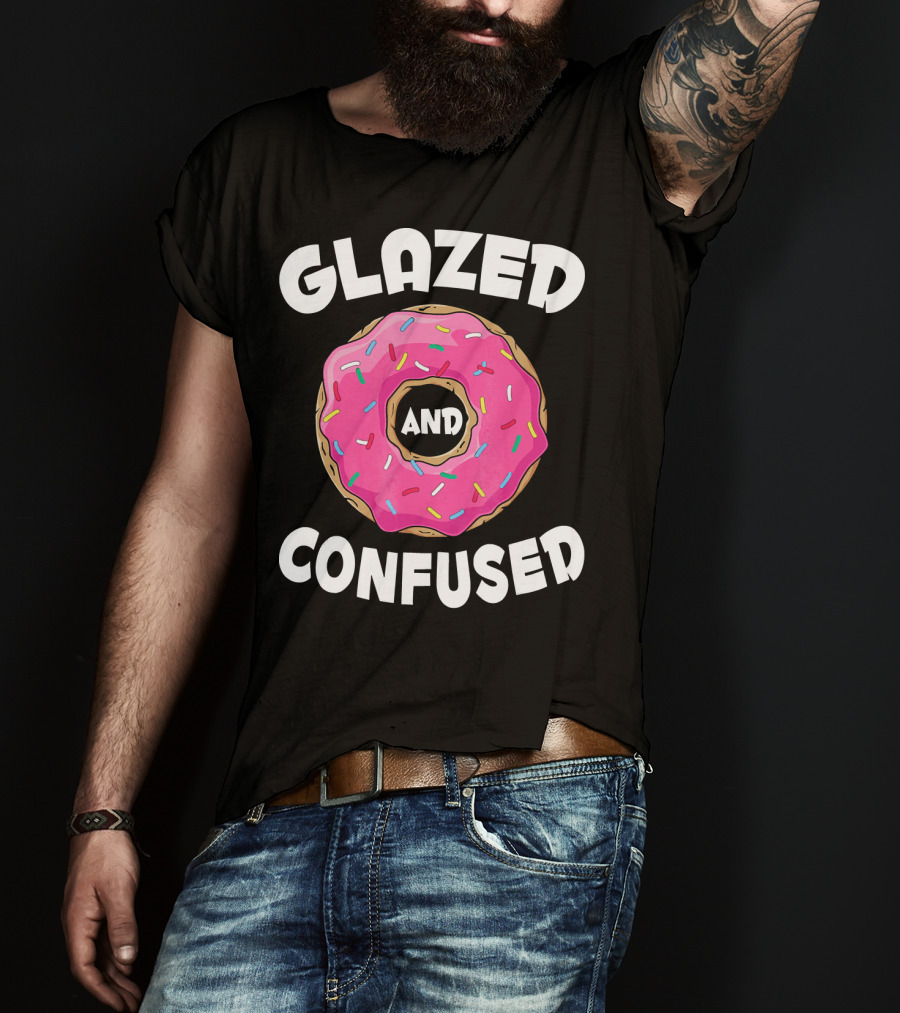 Glazed And Confused Funny Donut Lovers Pink Sprinkles T-Shirt