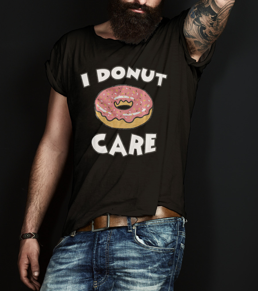 I Donut Care Funny Pink Sprinkled Pastry T-Shirt