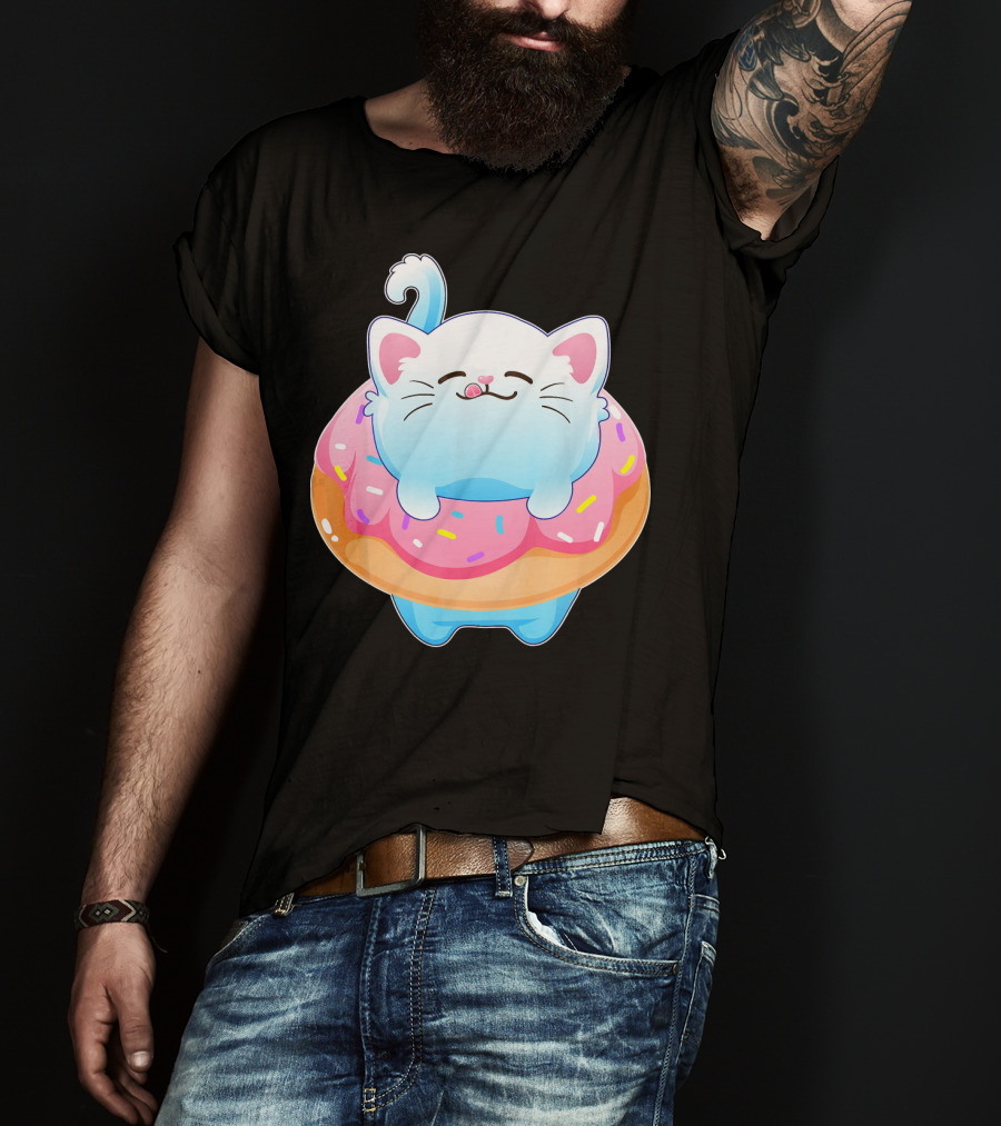 Donut Cat Kitty Lovers Sprinkled Sweet Treat Feline Delight T-Shirt