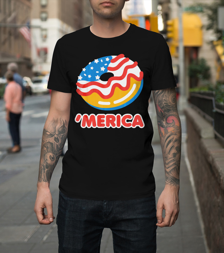 Merica Donut Doughnut 4th Of July Independence Day T-Shirt