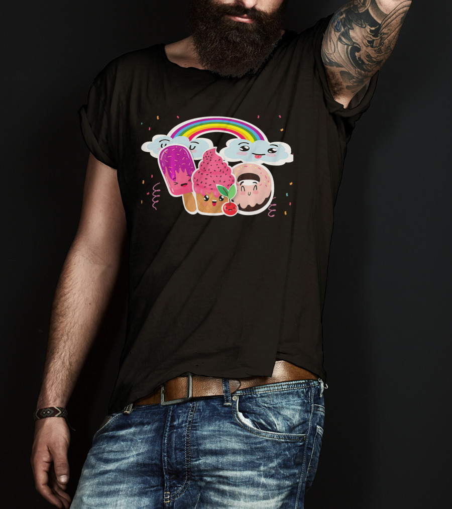 Funneh Cute Kids Halloween Ice Cream Love Rainbow Clouds Magic T-Shirt