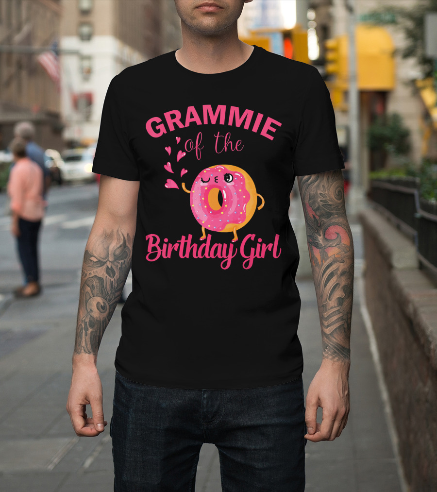 GRAMMIE Of The Birthday Girl Donut With Hearts T-Shirt