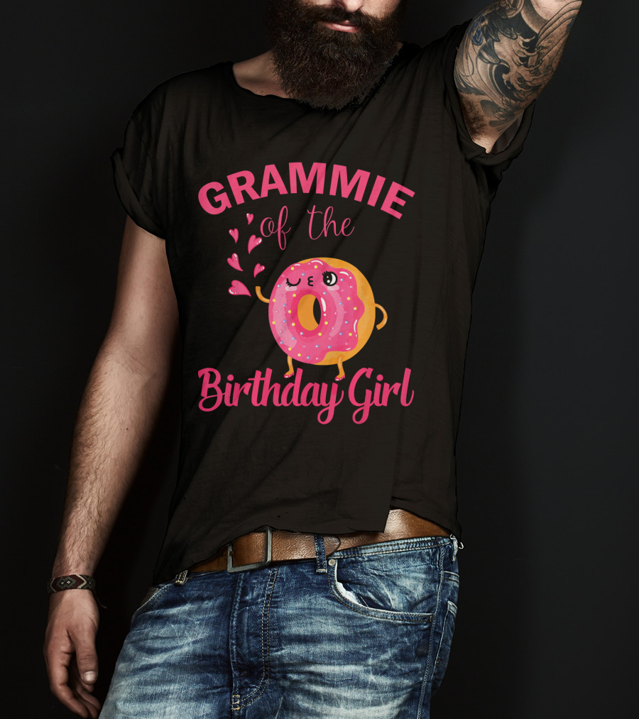 GRAMMIE Of The Birthday Girl Donut With Hearts T-Shirt