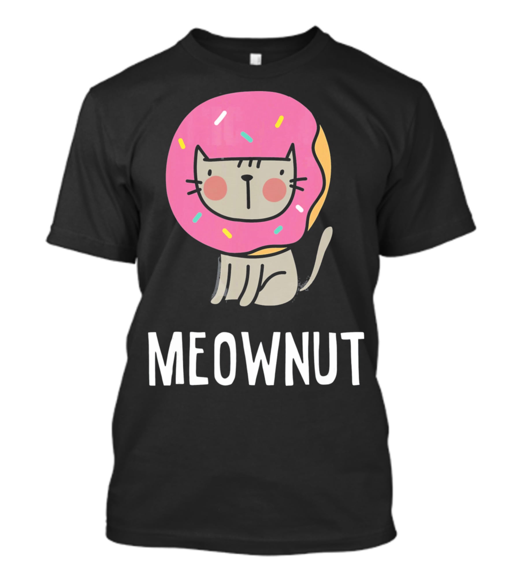 Cute Donut Cat Pun Meownut Funny Meownut T-Shirt