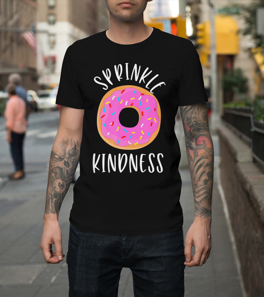 Sprinkle Kindness Donut Anti Bullying Pink Frosted Doughnut T-Shirt