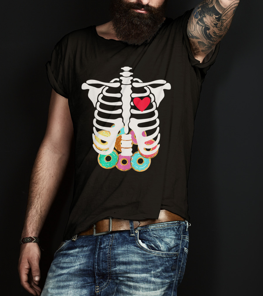 Rib Cage Skeleton X Ray Donuts Heart T-Shirt