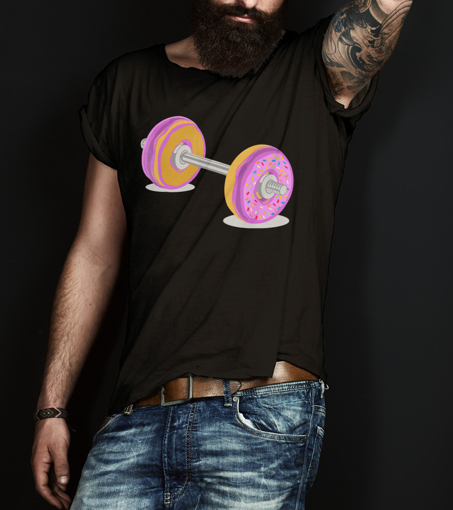 Donut Barbell Sprinkle Weightlifting Humor Novelty T-Shirt