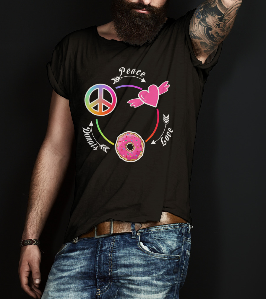 Peace Love Donuts Funny Donut I Love Donuts Lover T-Shirt