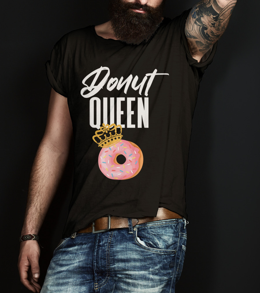 Donut Queen Sprinkled Women And Girls Pink Donut With Crown T-Shirt