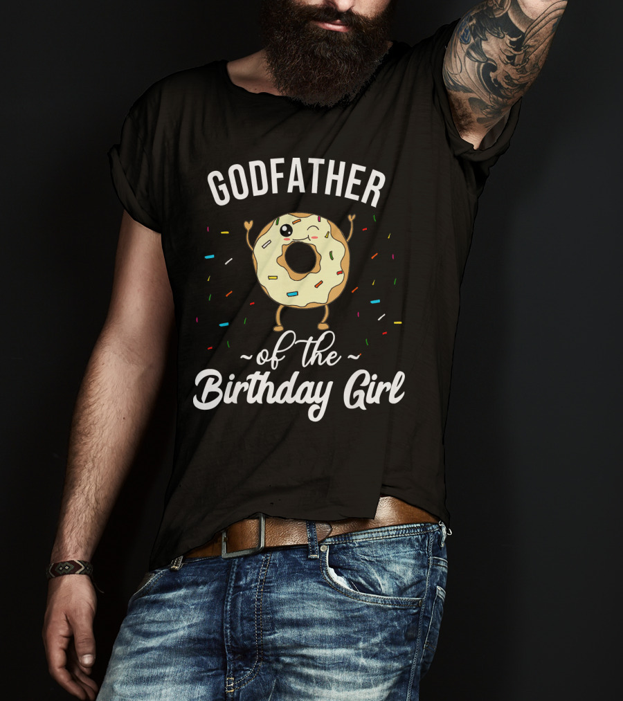 Godfather Of The Birthday Girl Funny Donut With Sprinkles T-Shirt