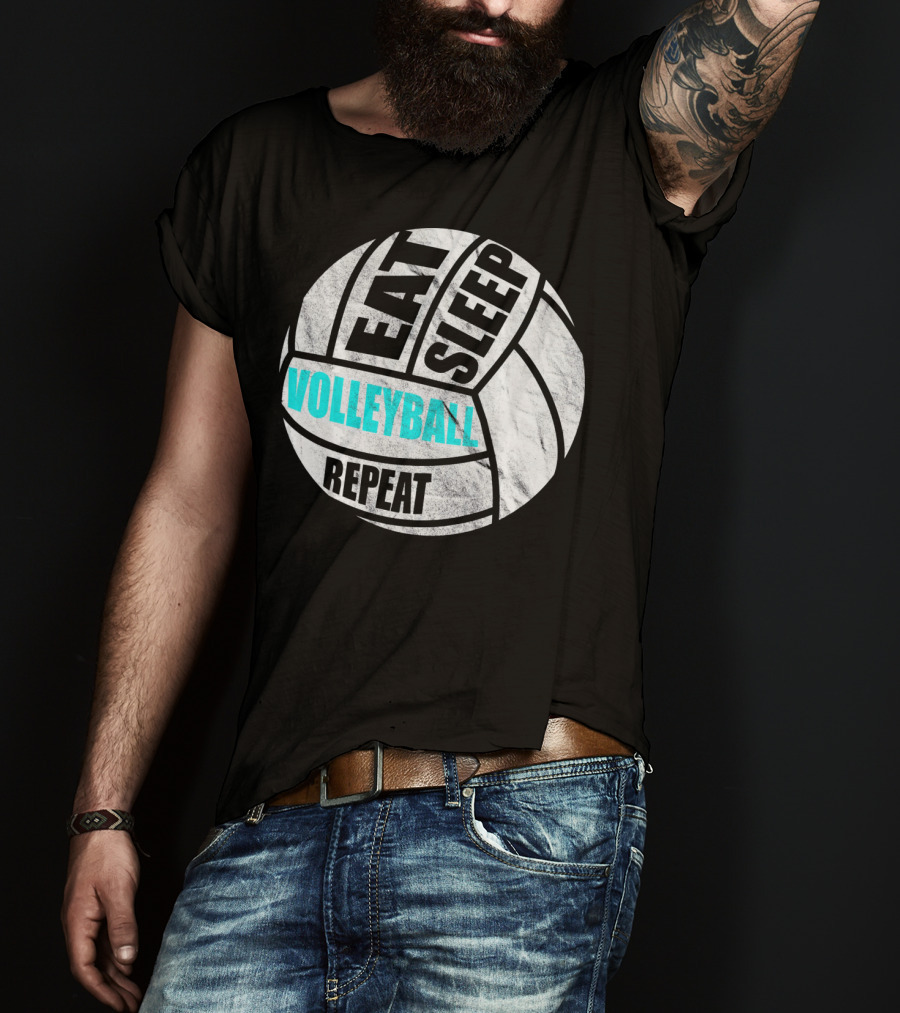 Eat Sleep Volleyball Repeat Distressed Girls Or Boys T-Shirt