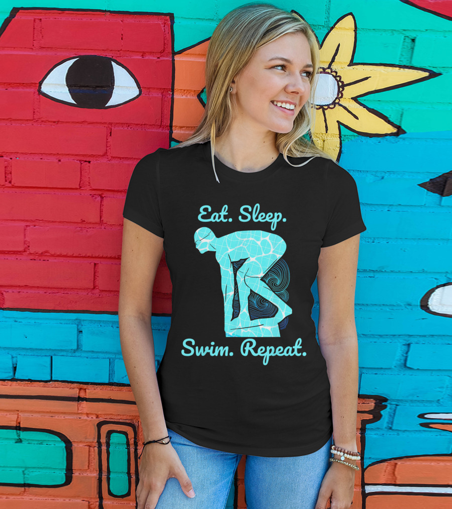 Eat Sleep Swim Repeat Swimmer In Diving Stance T-Shirt