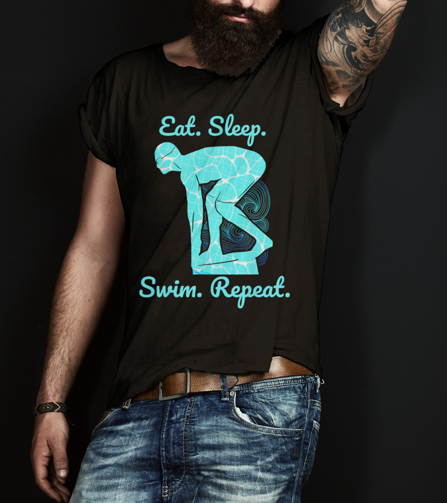 Eat Sleep Swim Repeat Swimmer In Diving Stance T-Shirt