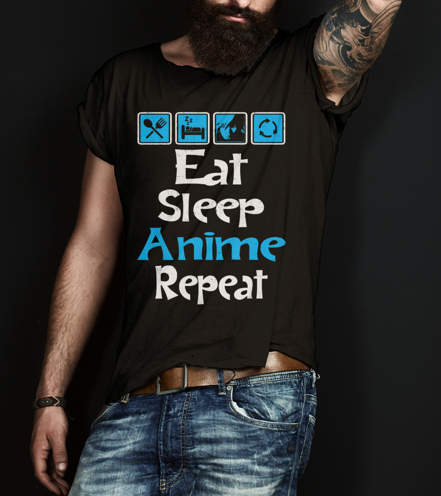 Eat Sleep Anime Repeat Manga SciFi T-Shirt