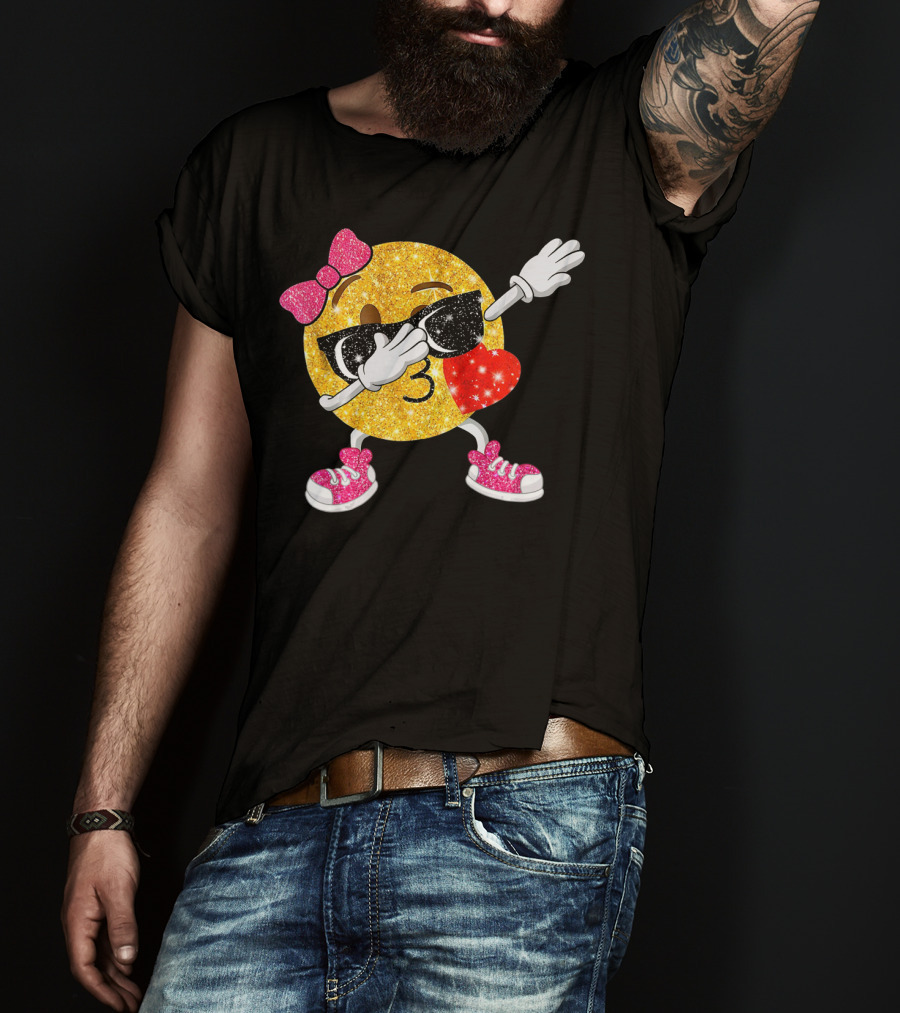 Dabbing Glitter Emoji Heart Kiss Bow Sunglasses Sneakers T-Shirt