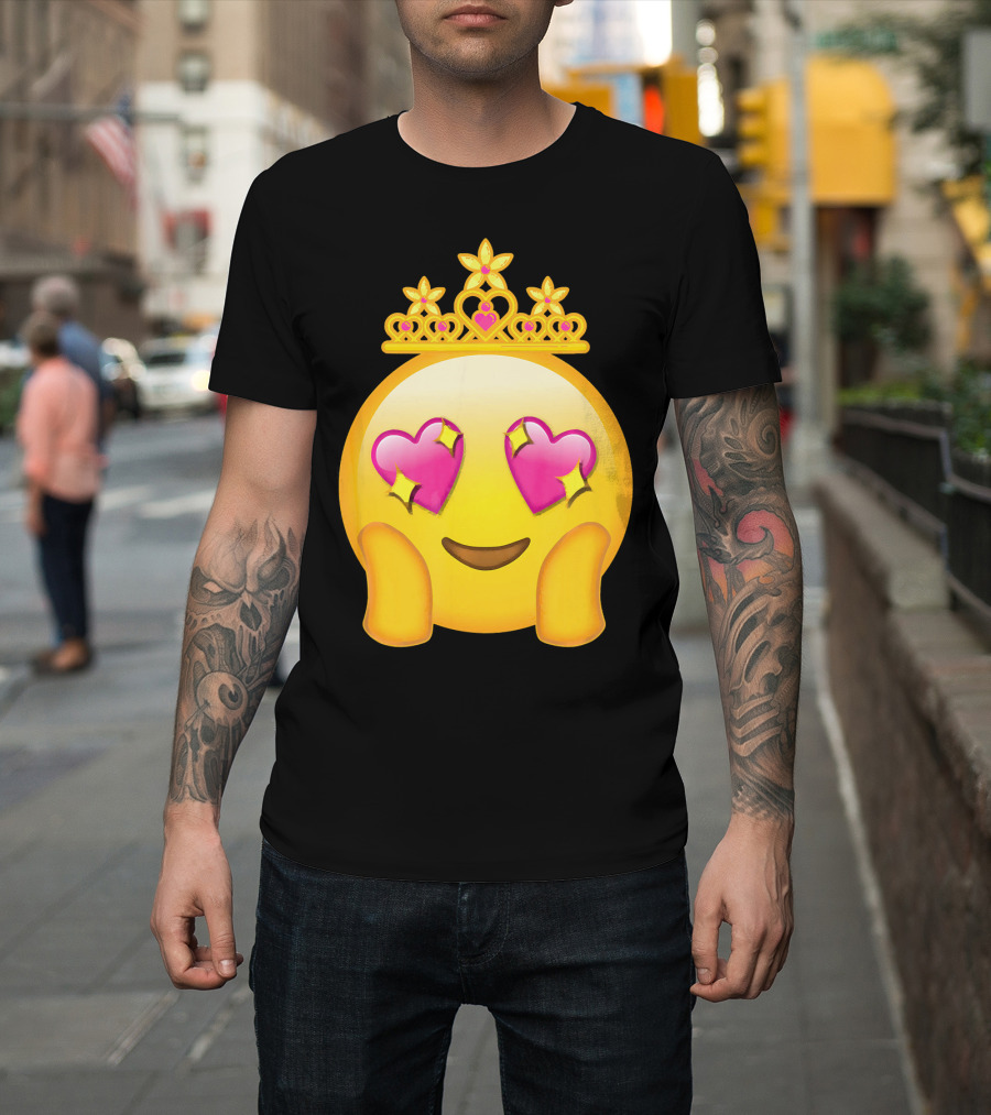 Emoticon Queen Heart Eyes Emoji With Crown Princess T-Shirt
