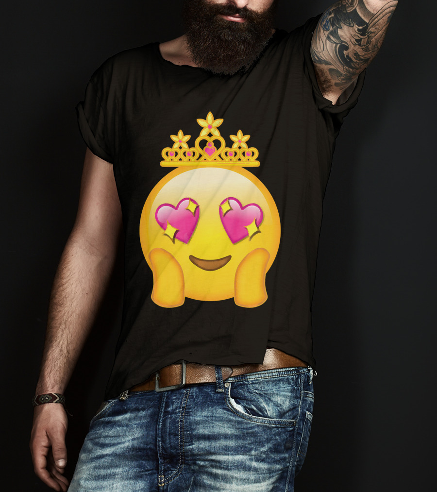 Emoticon Queen Heart Eyes Emoji With Crown Princess T-Shirt