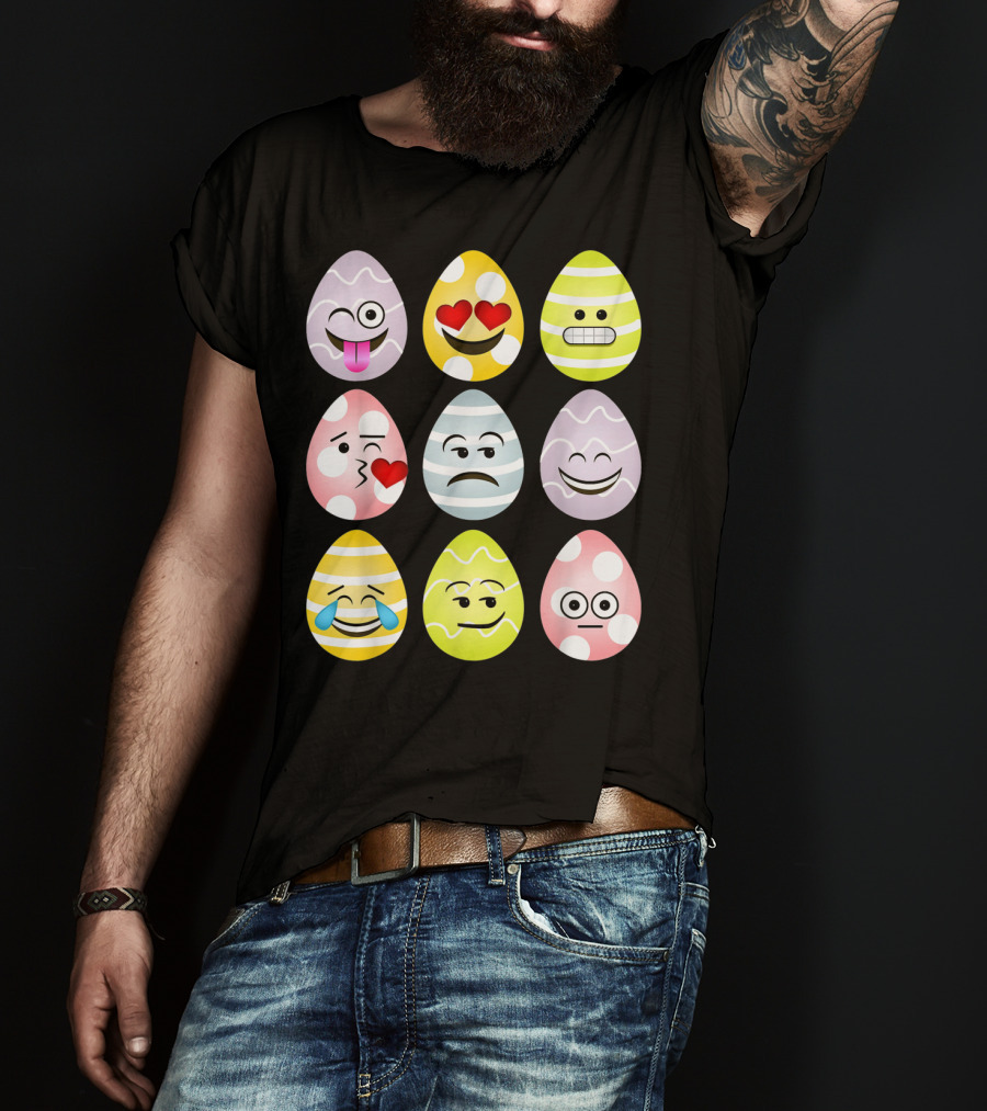 Easter Egg Emoji Faces Fun Expressions T-Shirt
