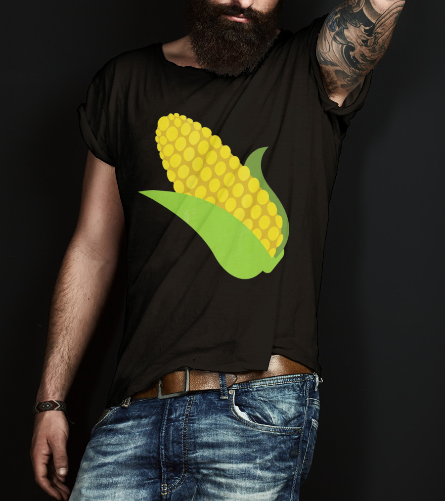 Emoji Corn On The Cob Yellow Kernels Green Husk T-Shirt