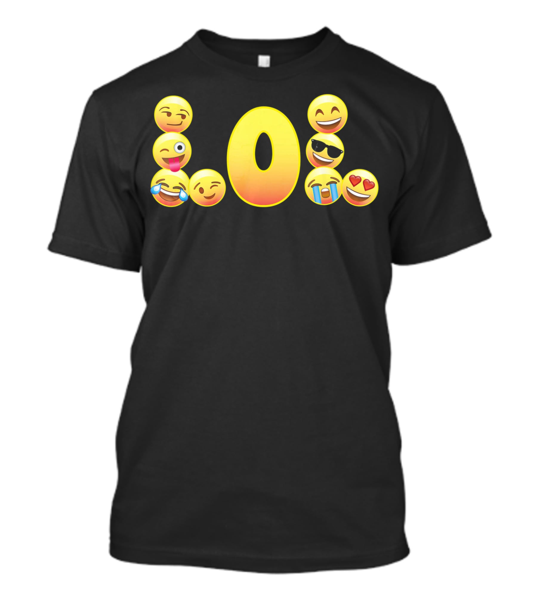 Emoji LOL Face With Laughing Tongue Wink Sunglasses Tears Hearts T-Shirt