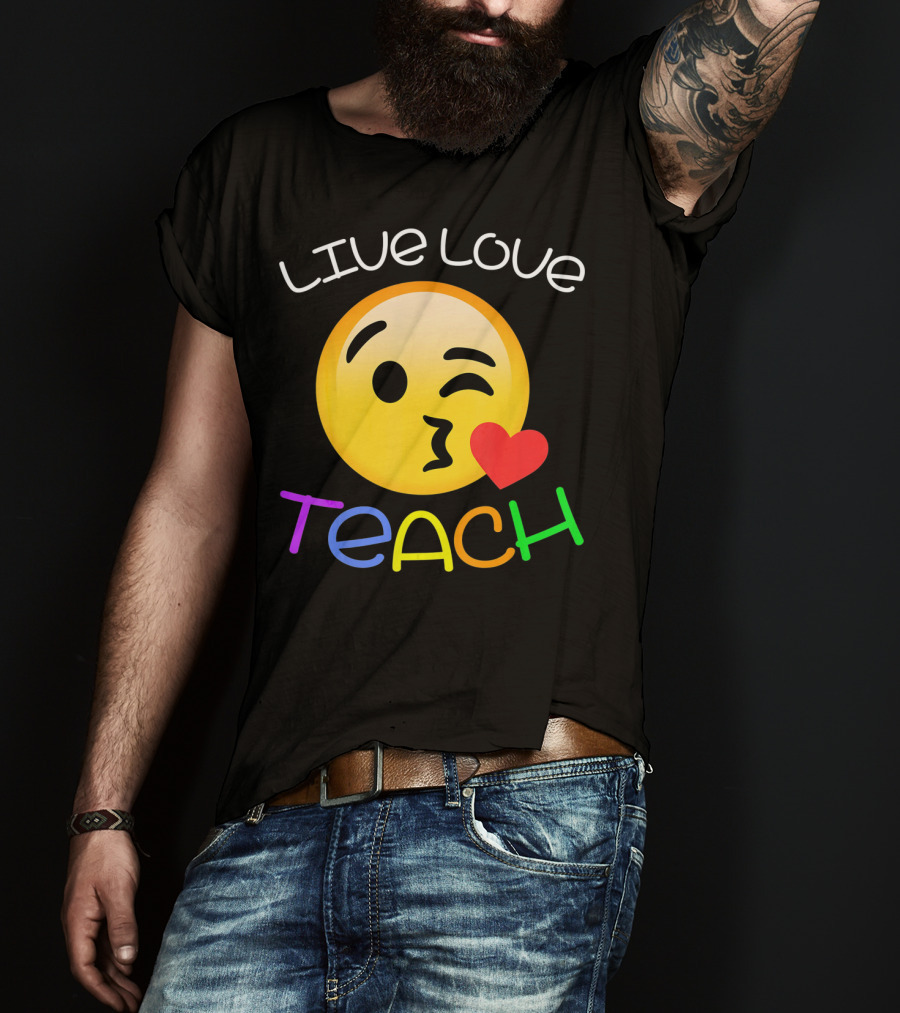 LIVE Love Teach Emoji Hearts T-Shirt