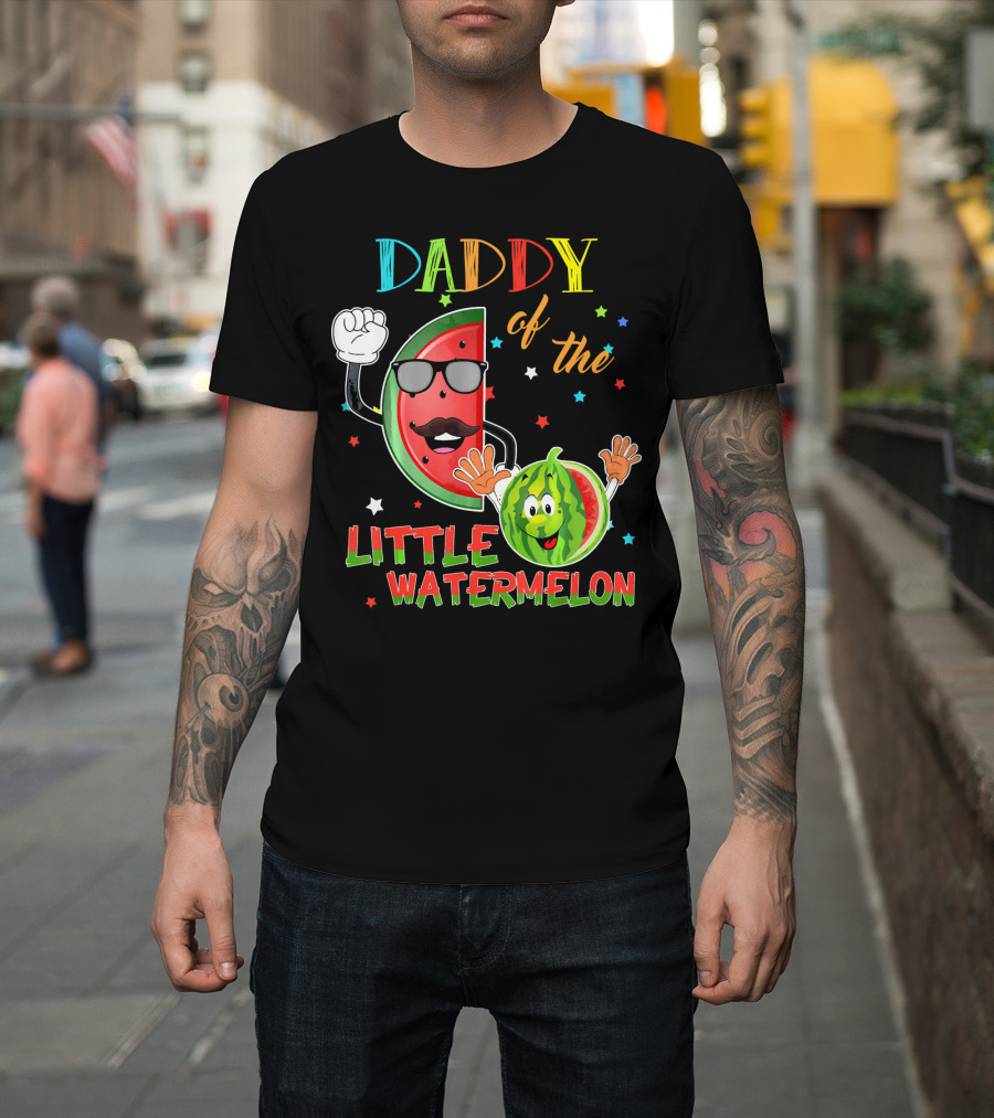 Daddy Of The Little Watermelon Funny Matching Birthday T-Shirt