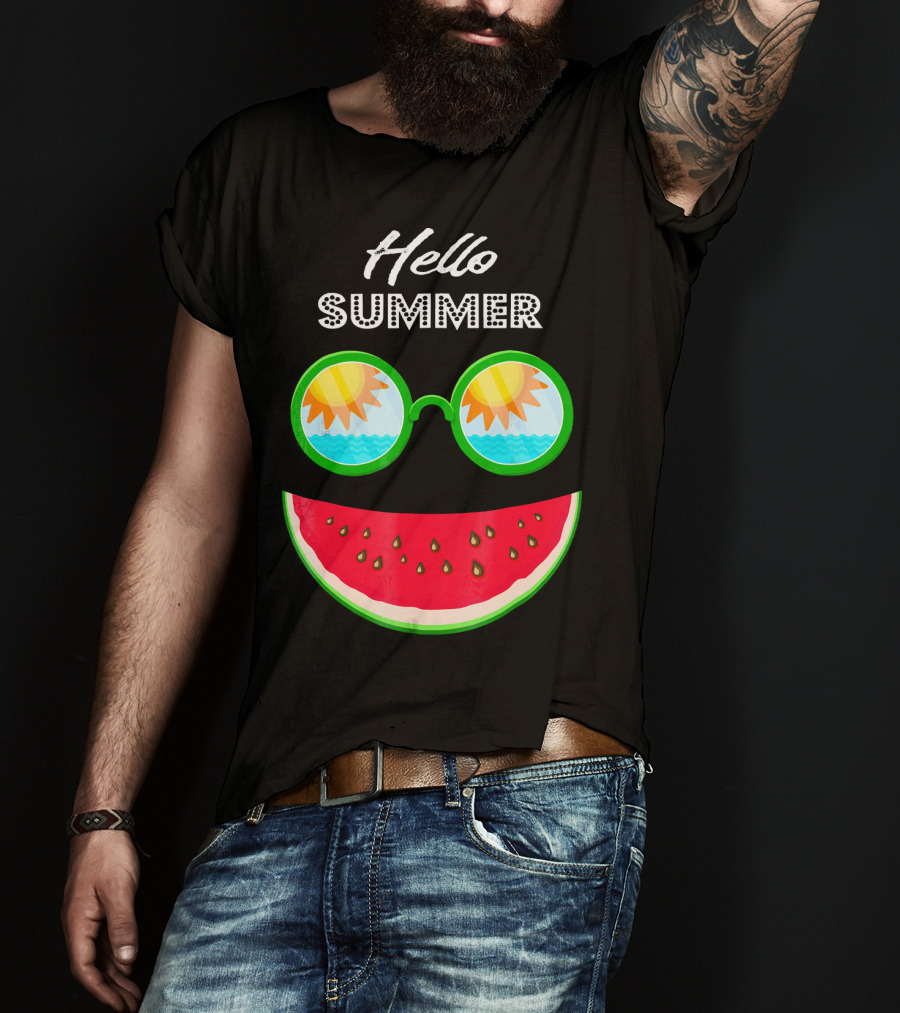 Hello Summer Watermelon Smile Sunglasses T-Shirt