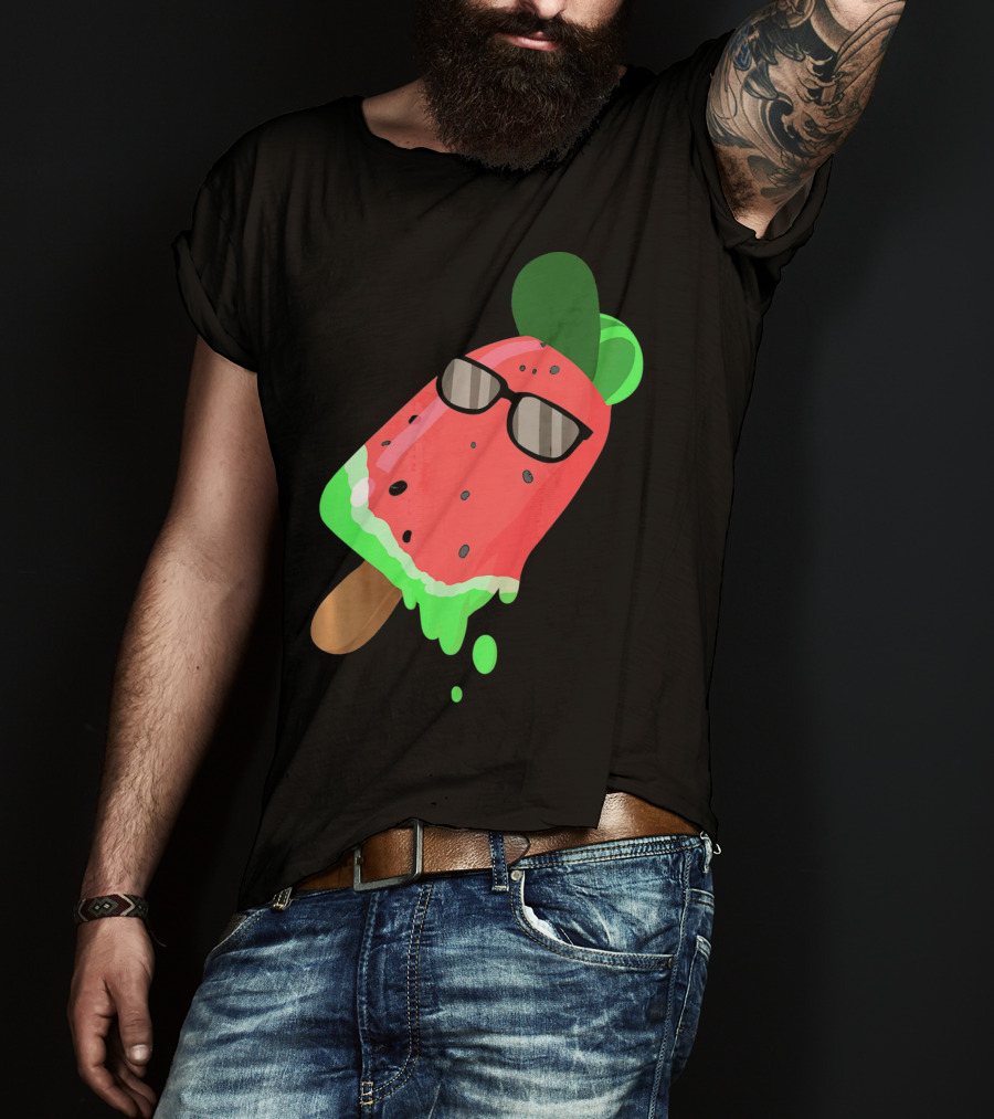 Fruity Fashion Ice Cream Watermelon With Sunglasses T-Shirt