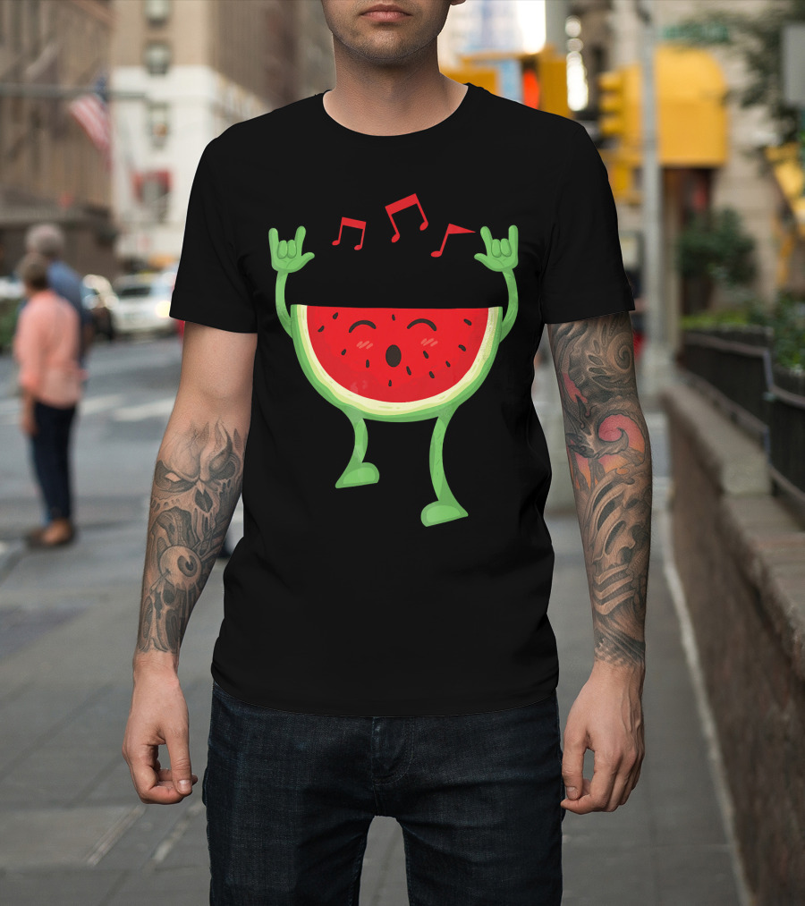 Adults Watermelon Halloween Costumes Ide Fun Music Notes Celebrating Rock T-Shirt