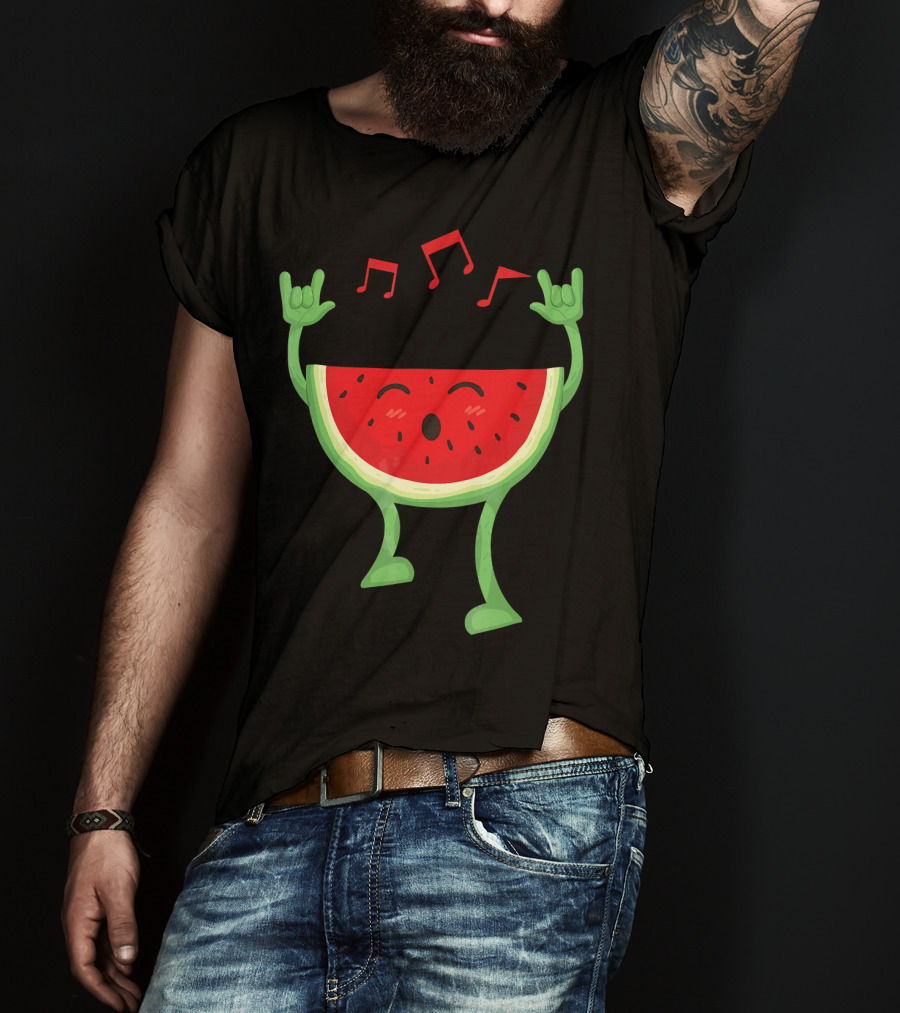 Adults Watermelon Halloween Costumes Ide Fun Music Notes Celebrating Rock T-Shirt