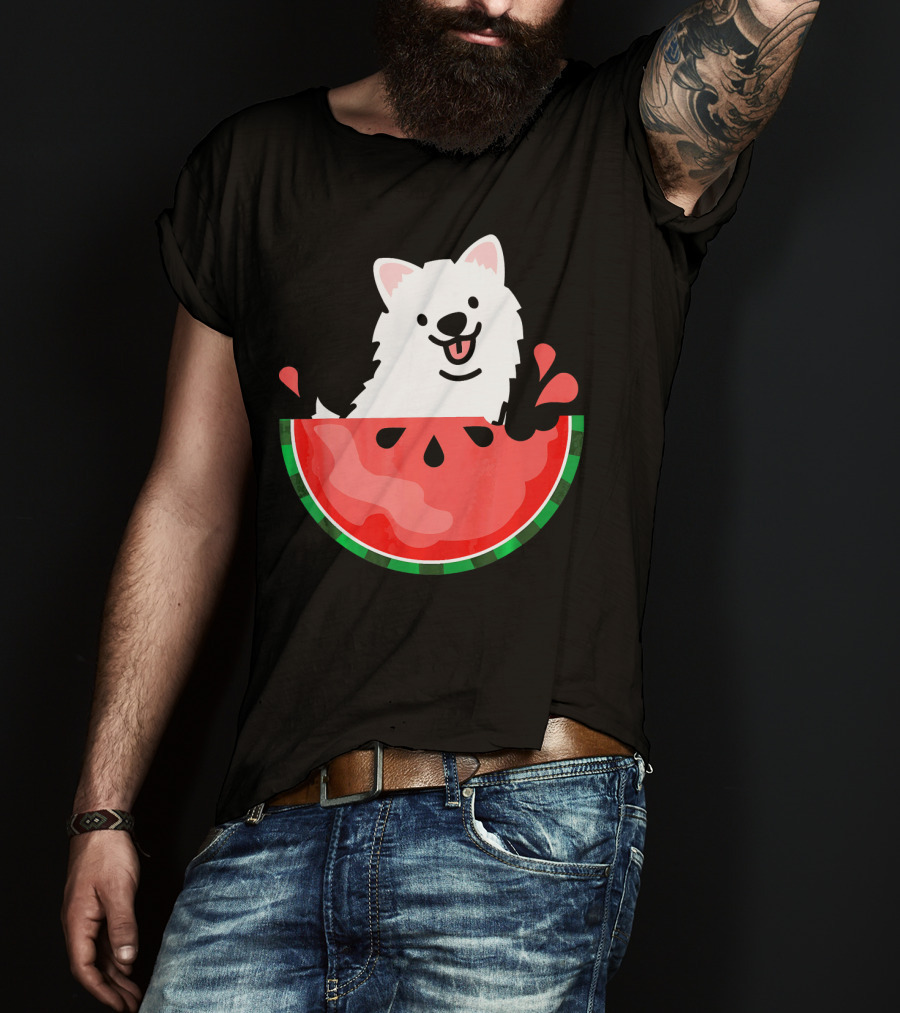 Watermelon Samoyed Summer Va Playful Pup Fun T-Shirt