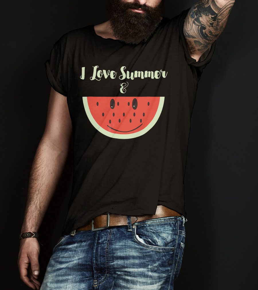 I Love Summer And Smiling Watermelon Fun T-Shirt
