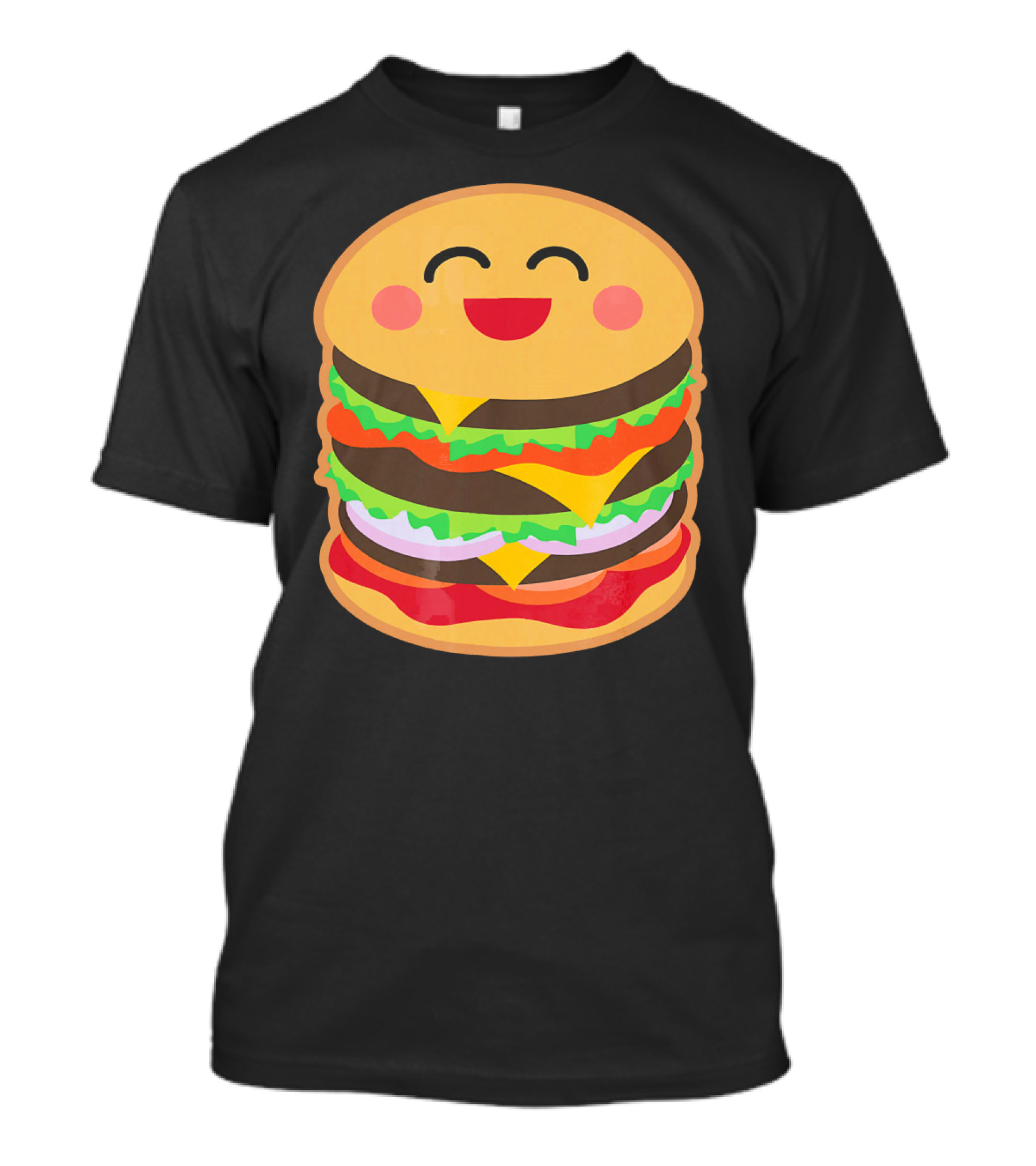 Smiling Happy Hamburger Emoji Stack T-Shirt