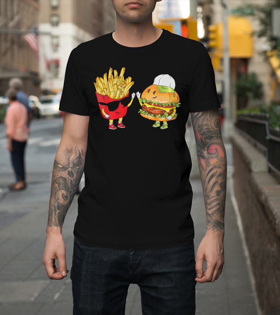 Hamburger Fries High Five Cool Fun Combo T-Shirt
