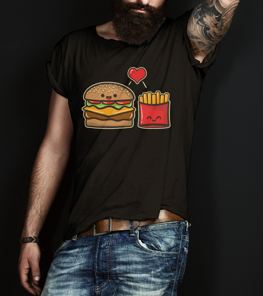 Burger And Fries Love Food T-Shirt
