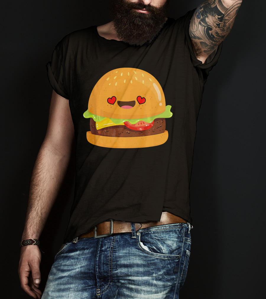 Cheeseburger Love Heart Eyes Emoji Cheese T-Shirt