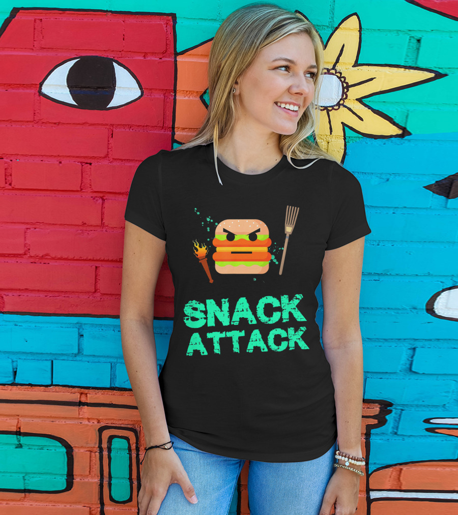 Snack Attack Burger Funny Food Snacks T-Shirt