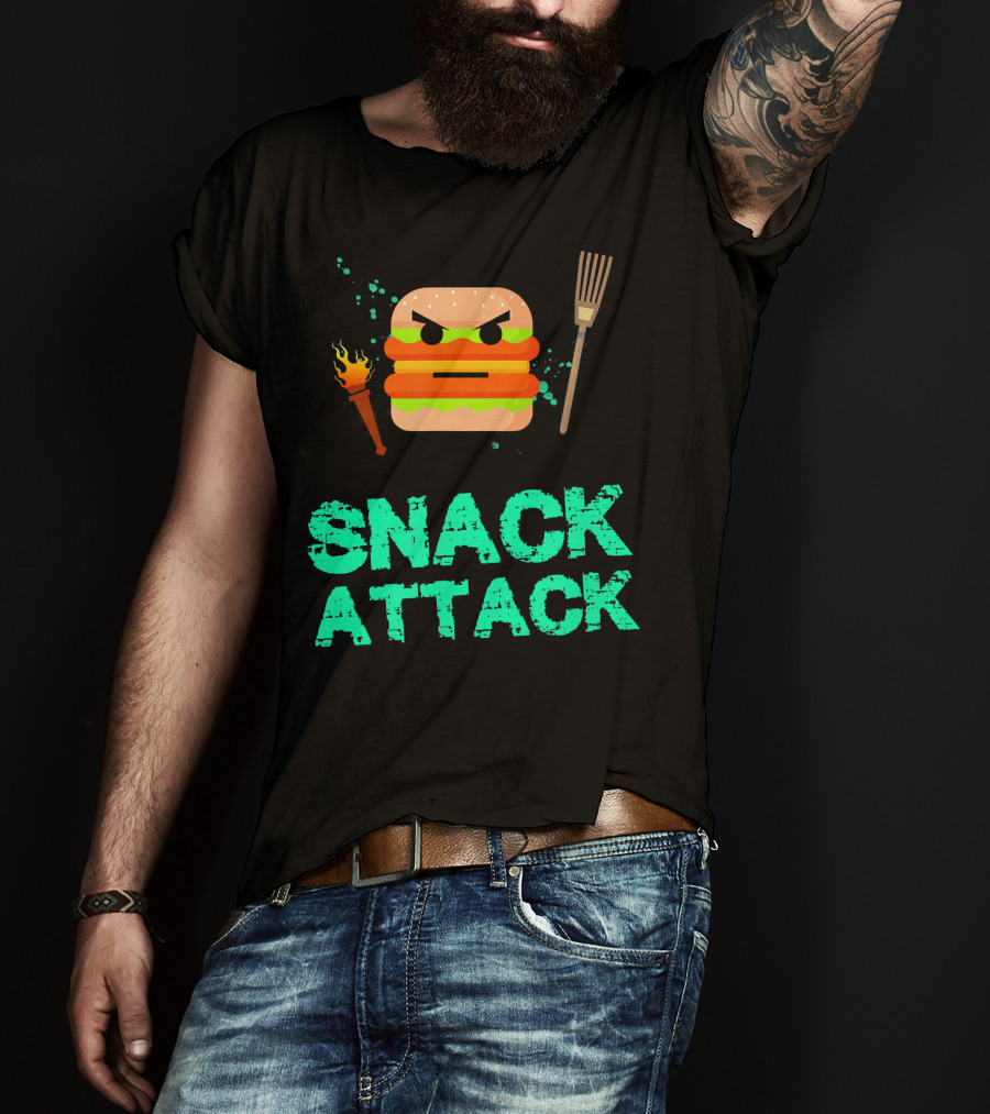Snack Attack Burger Funny Food Snacks T-Shirt