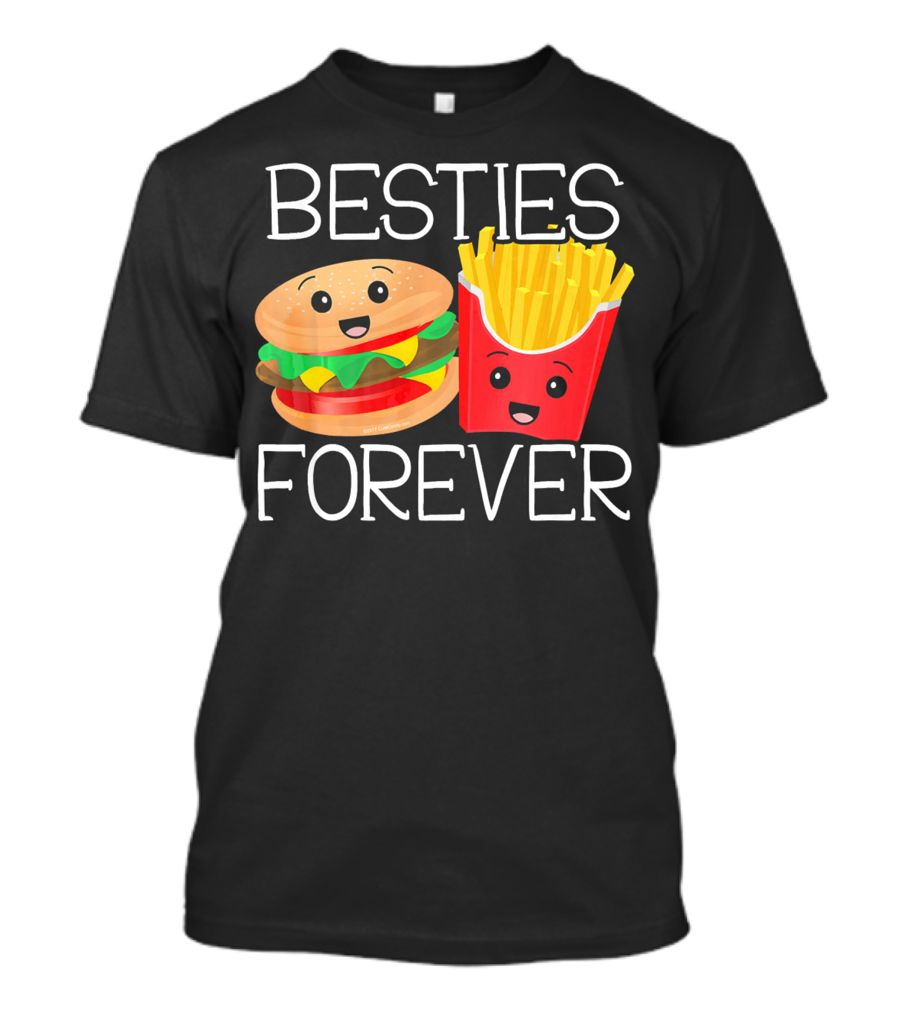 Besties Forever Smiling Hamburger And French Fries Duo T-Shirt