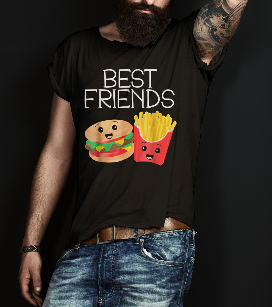 Best Friends Burger And French Fries Happy Faces T-Shirt