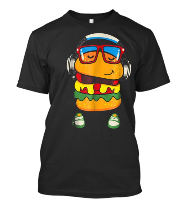 Dancing Hamburger With Headphones And Glasses T-Shirt