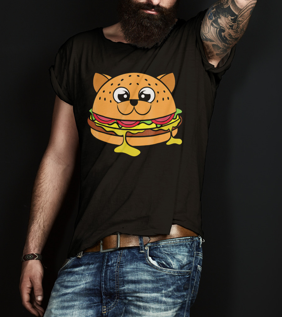 Funny Cheeseburger Cat Kitten Fastfood Burger T-Shirt