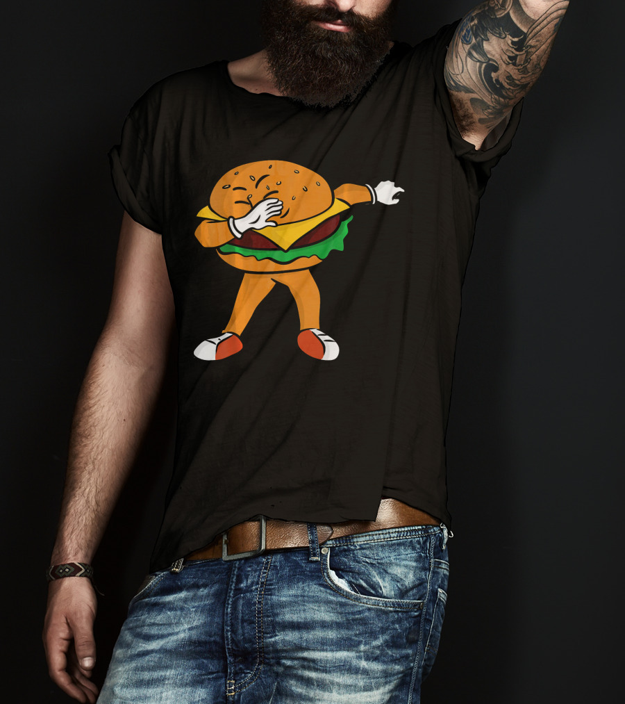 Dabbing Cheeseburger Character Dance T-Shirt