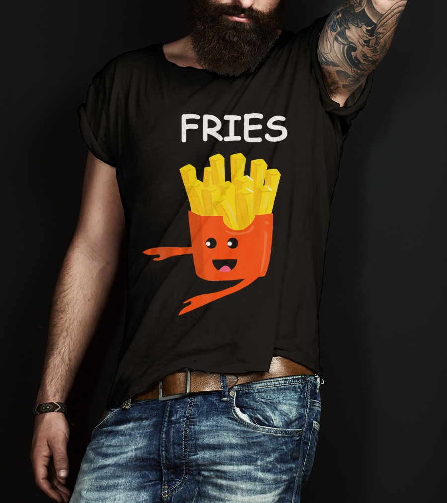 Funny Burger FRIES Matching Couples Vale Playful Cartoon T-Shirt