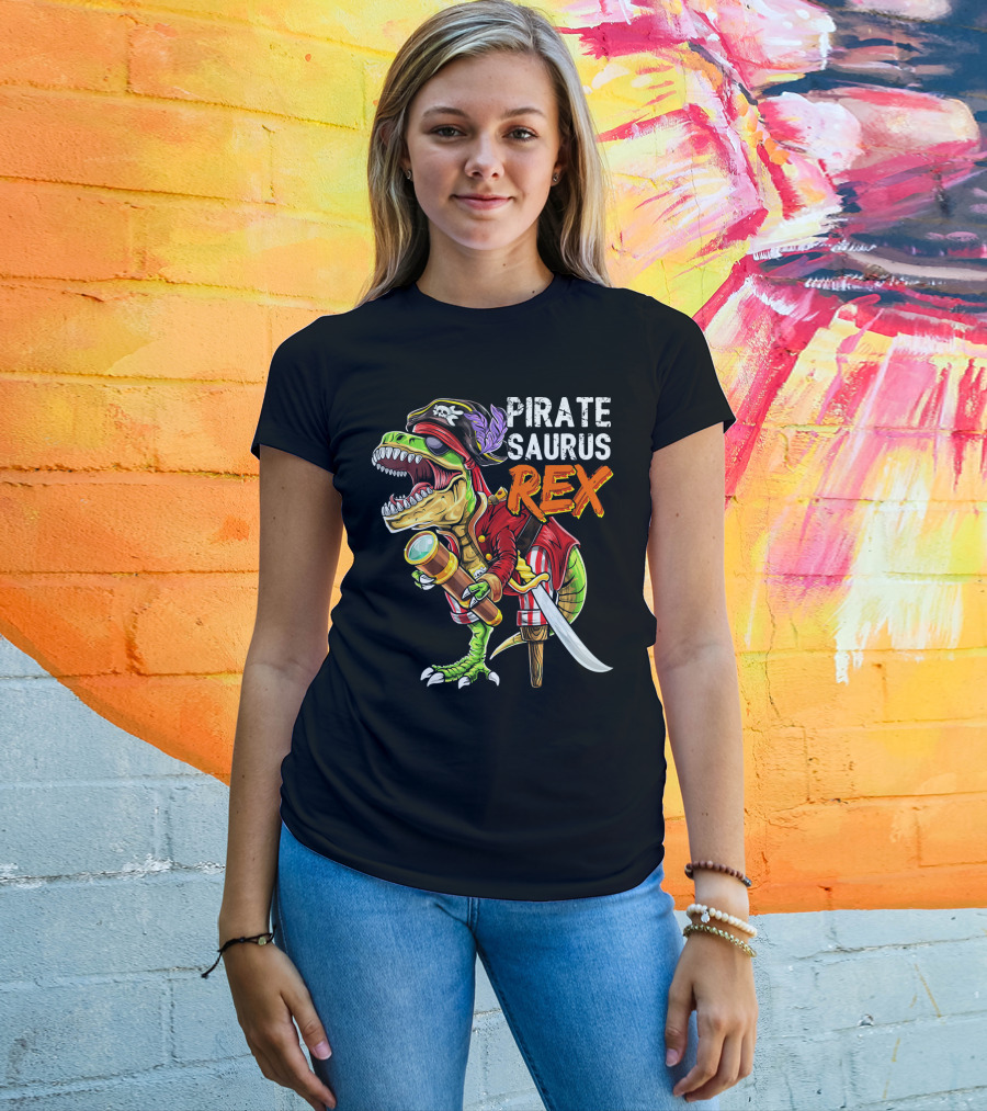 Pirate Saurus Rex Dinosaur Pirate Hat T-Shirt