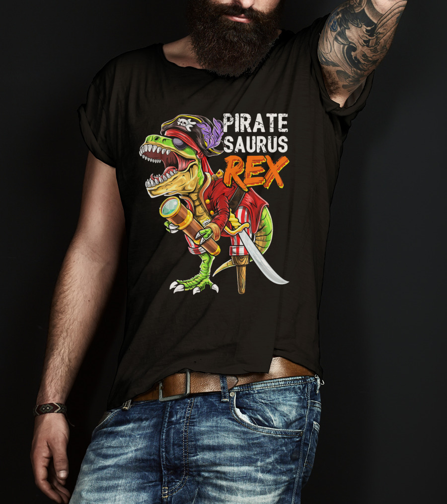 Pirate Saurus Rex Dinosaur Pirate Hat T-Shirt
