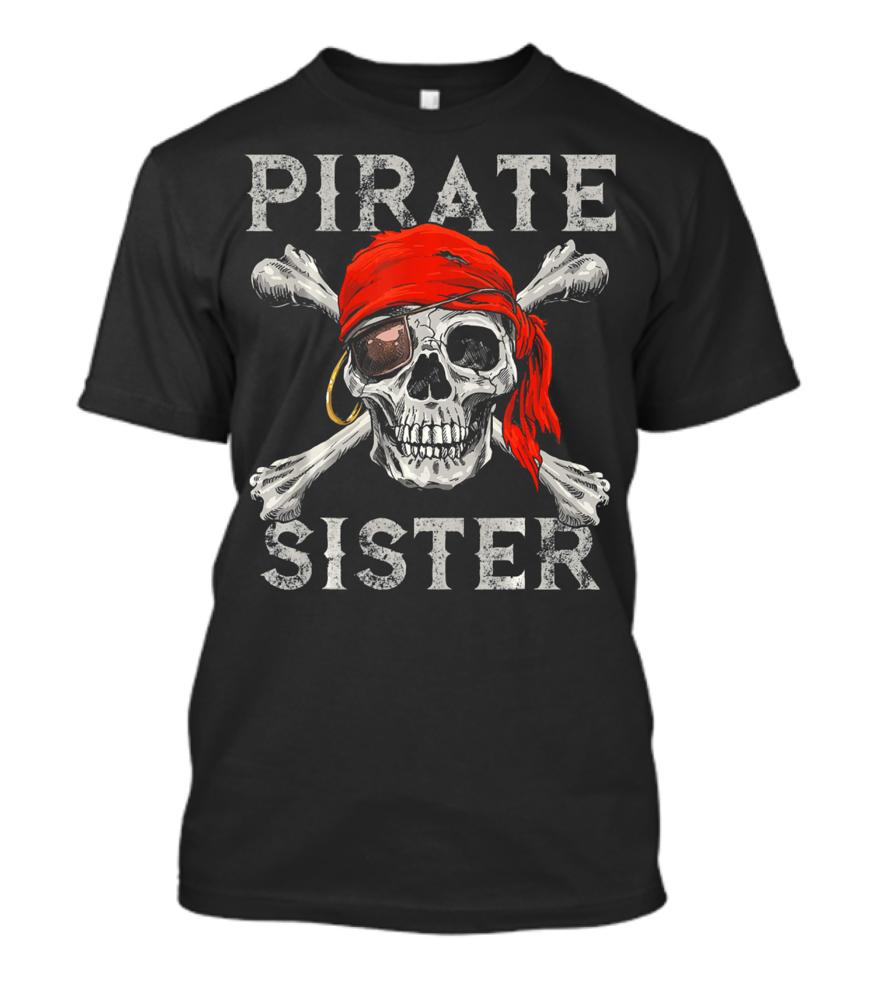 Pirate Sister Skull Jolly Roger Bandana T-Shirt