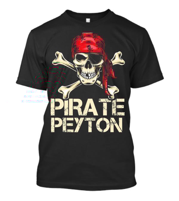 PIRATE PEYTON Skull Crossbones Red Bandana Birthday Personalize T-Shirt