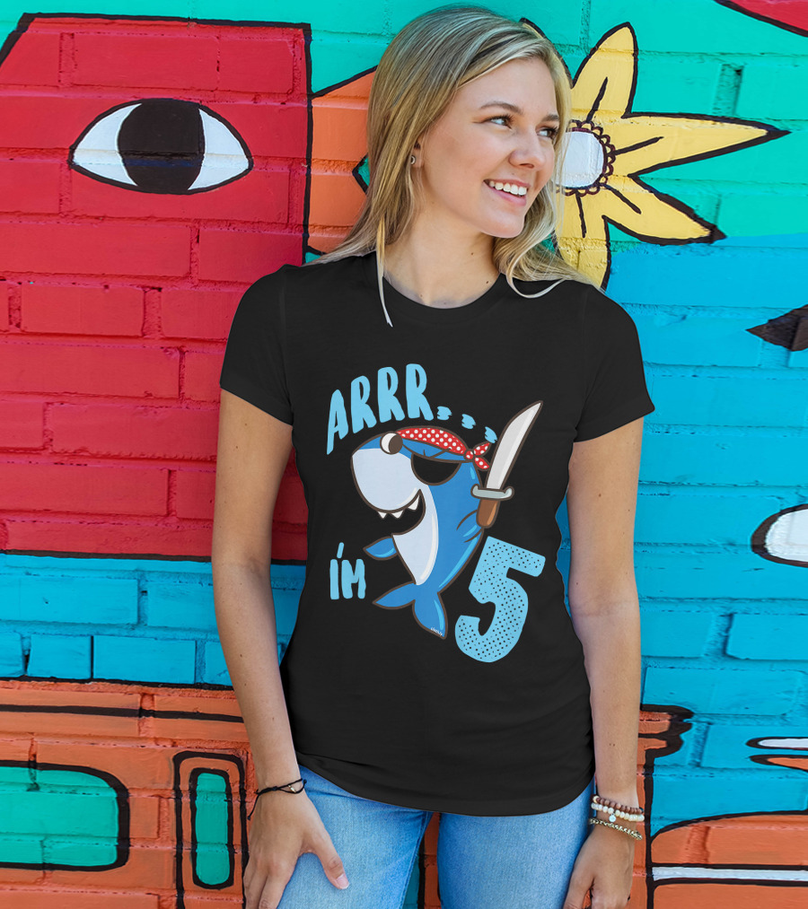 ARRR I'm 5 Boys Shark Pirate Birthday Idea T-Shirt