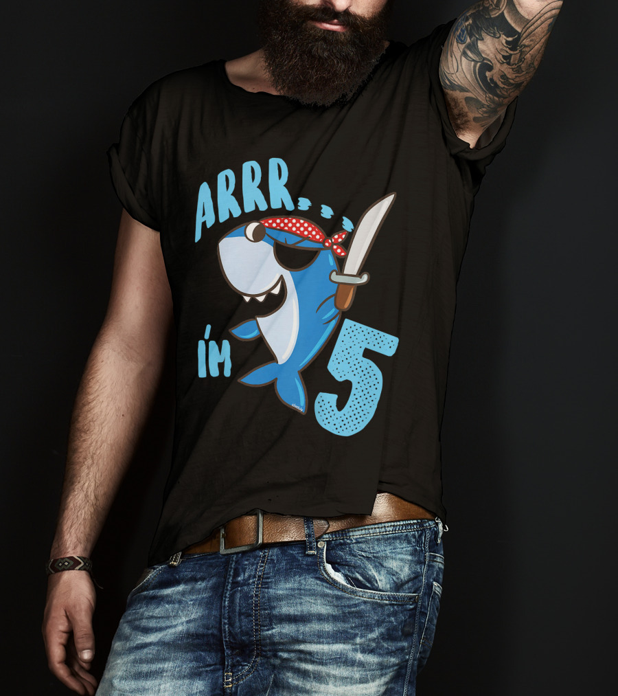 ARRR I'm 5 Boys Shark Pirate Birthday Idea T-Shirt